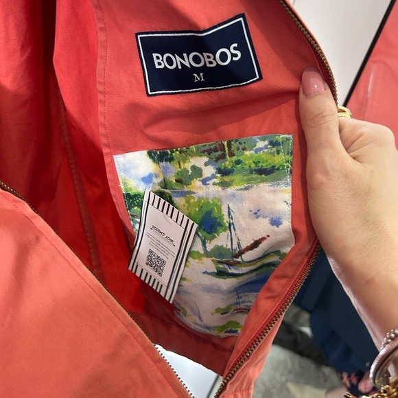 BONOBOS men’s salmon zip up lightweight jacket size M - Picture 3 of 4